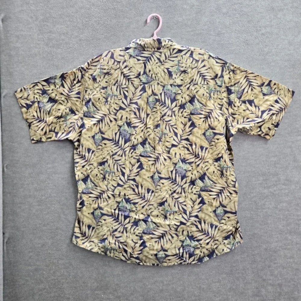 Woolrich Men Button Up Shirt XL Blue Leaf Print Sailboat Allover Print Collar‎